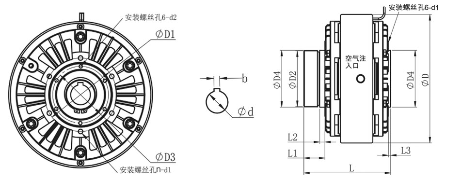 FLKT型磁粉离合器外形图